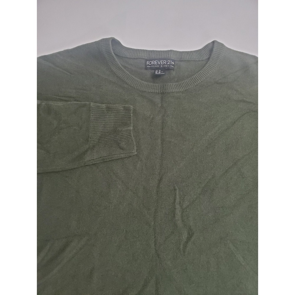 Forever 21+ Plus Size Womens Long Sleeve Pullover Casual Sweater Blouse Green 0X
